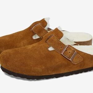 Birkenstock Boston Suede Shearling-Lined Clogs Size 41/10